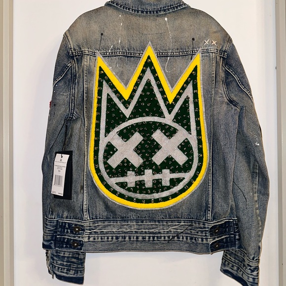 Brand New Denim Punk Jacket With Silver Spikes - Picture 2 of 4